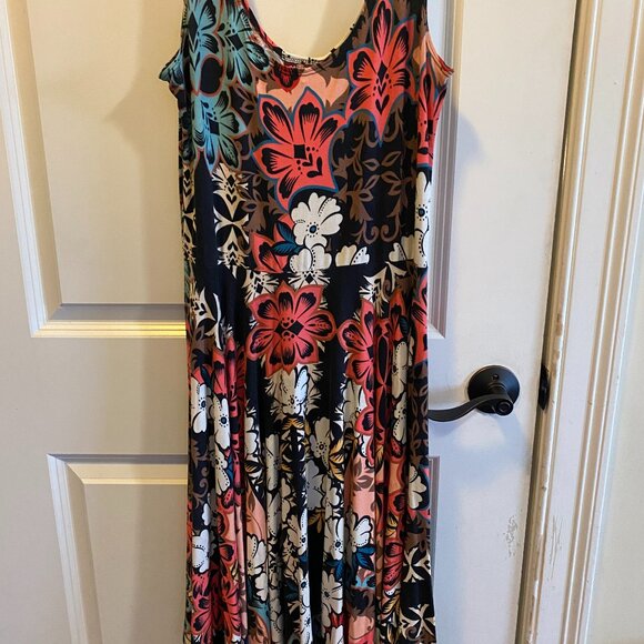 Saalam Colorful Vibrant Tank Midi Cotton Comfortable Dress Women's L - Picture 7 of 8